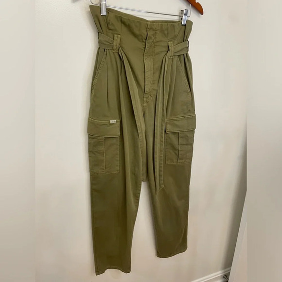 MOTHER||The Greaser Paperbag Pleated Cargo Ankle Pants Size 26 Olive, Worn Once - Picture 4 of 11